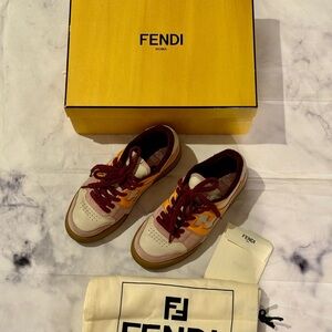Fendi Burgundy and Orange Sneakers with Box, sz 39, GUC